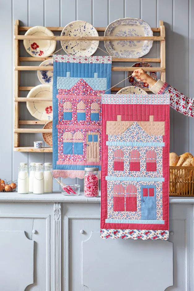 Tilda Village Life ~ Burgandy - Burgandy Fabric