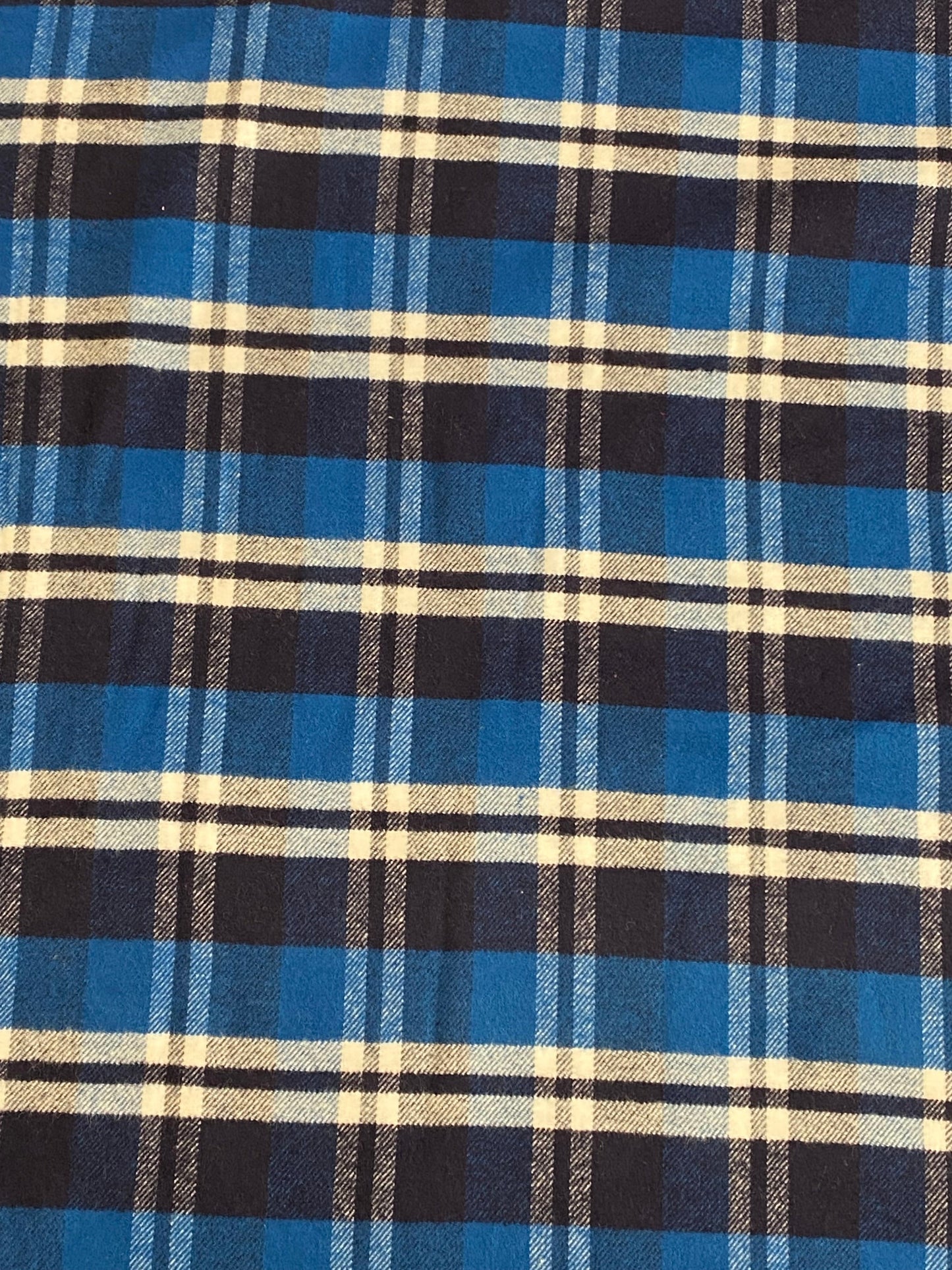 Blue Check Yarn Dyed Brushed Cotton - Blue