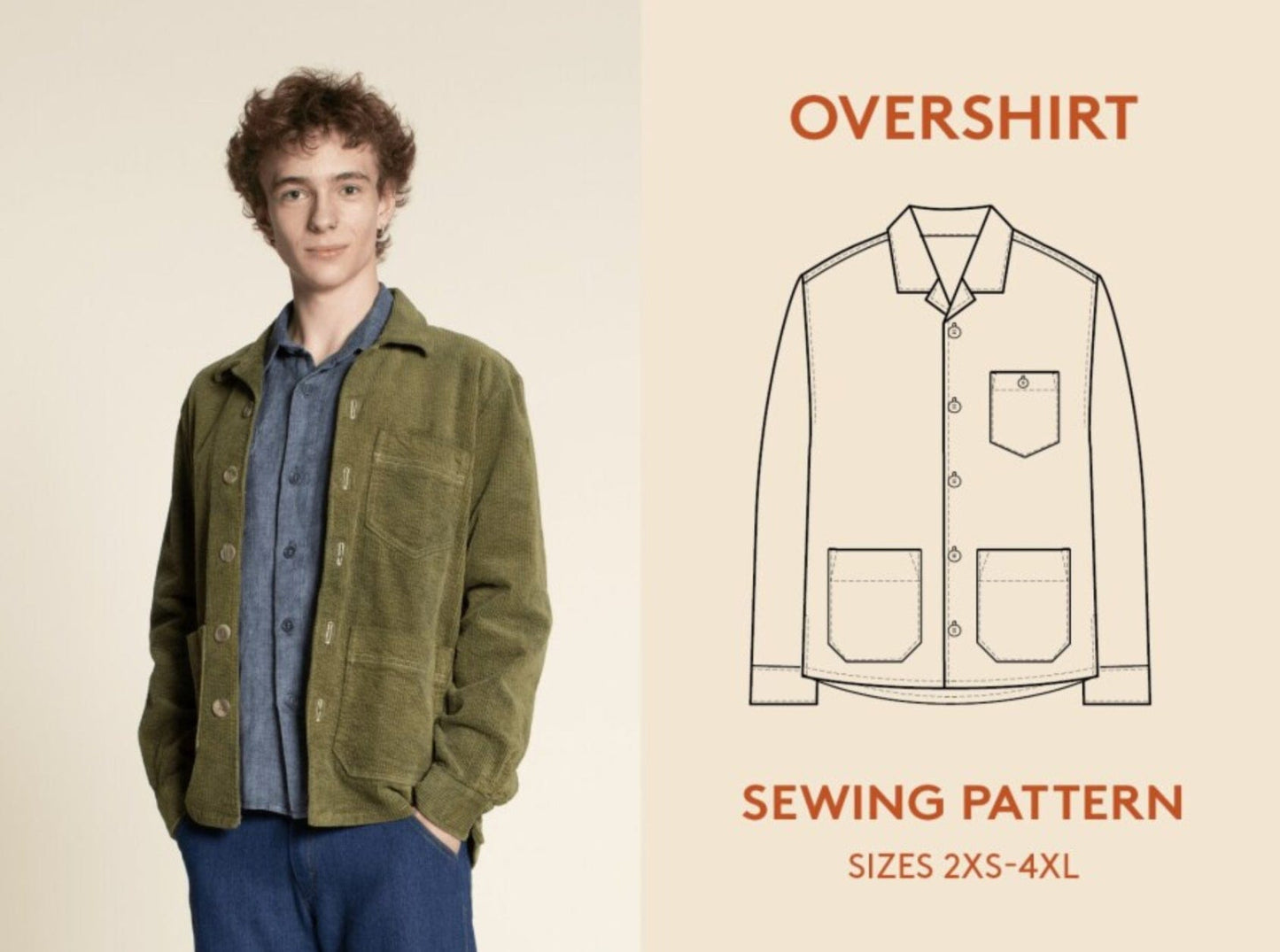 Mens Overshirt Pattern by Wardrobe by Me  -