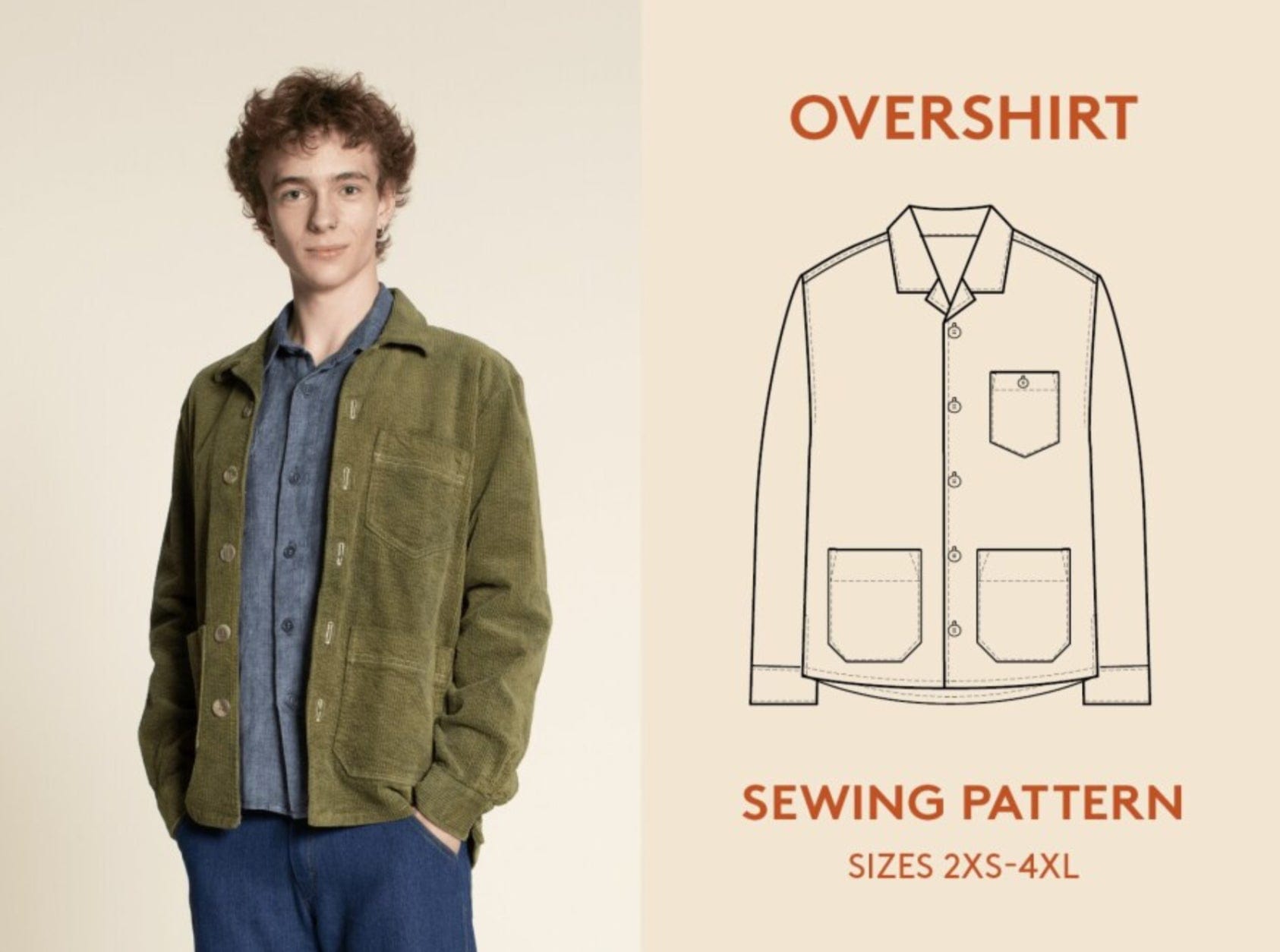 Mens Overshirt Pattern by Wardrobe by Me  -