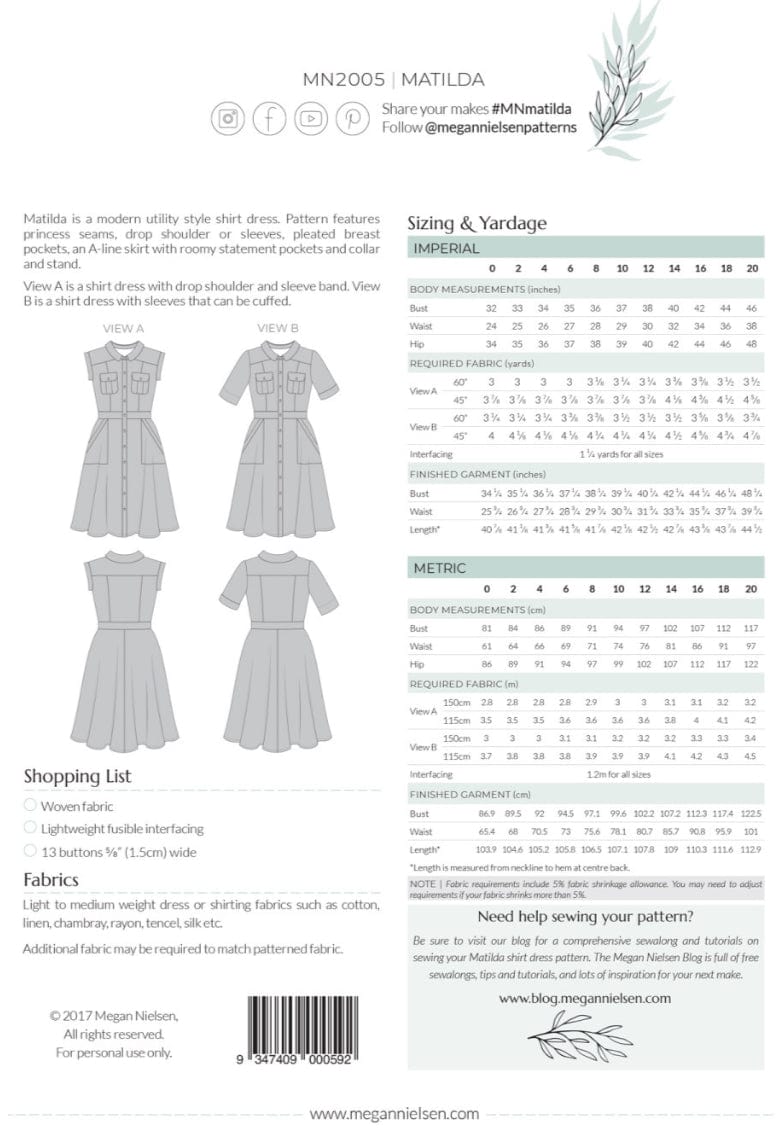 Matilda Dress by  Megan Nielsen  -