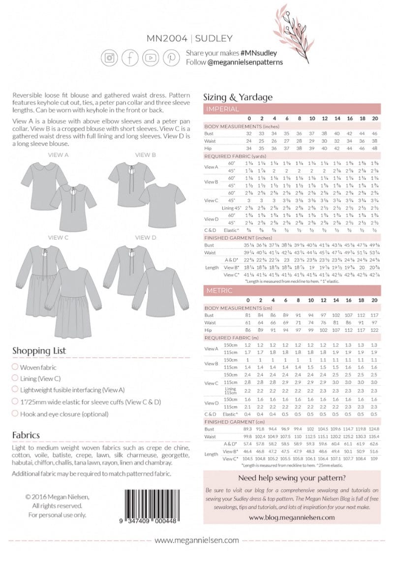 Sudldy Dress & Blouse Pattern by  Megan Nielsen  -