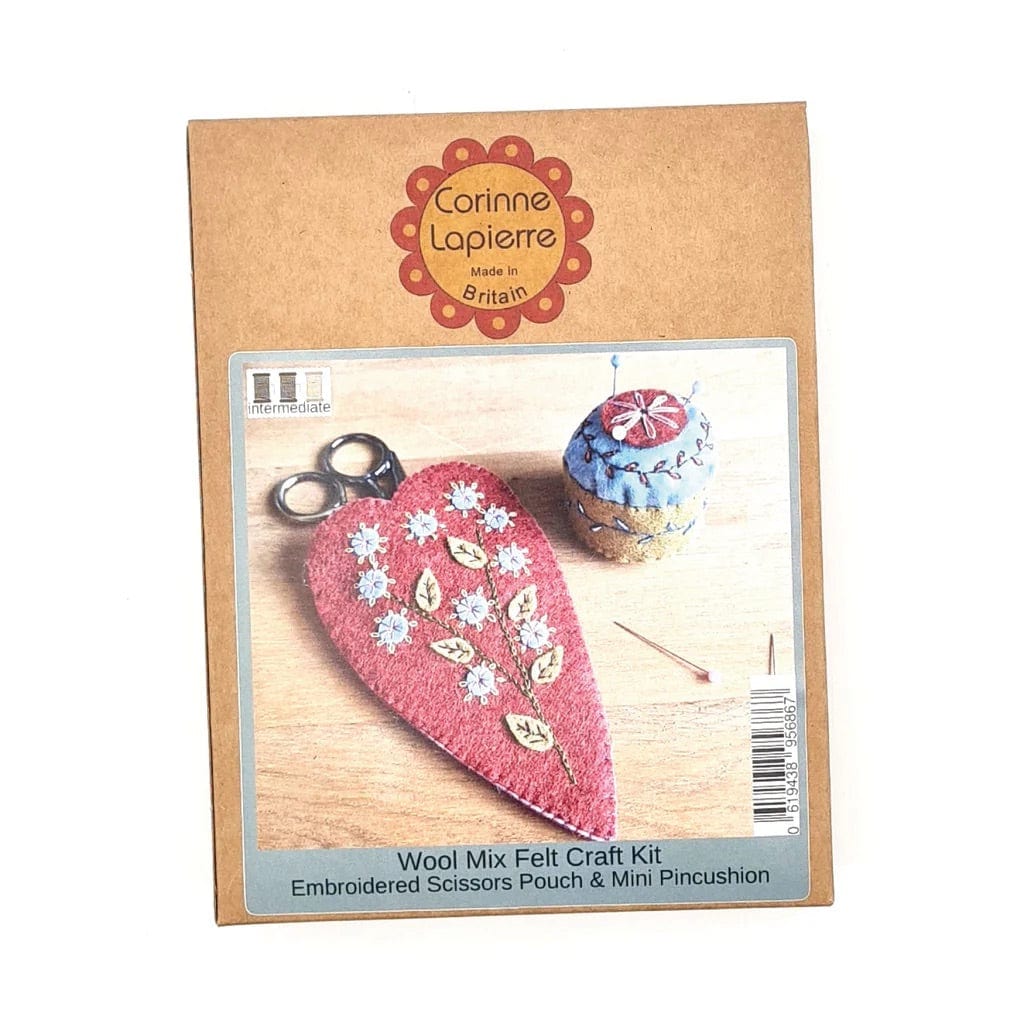 Embroidered Scissors Pouch & Mini Pincushion Felt Craft Mini Kit -