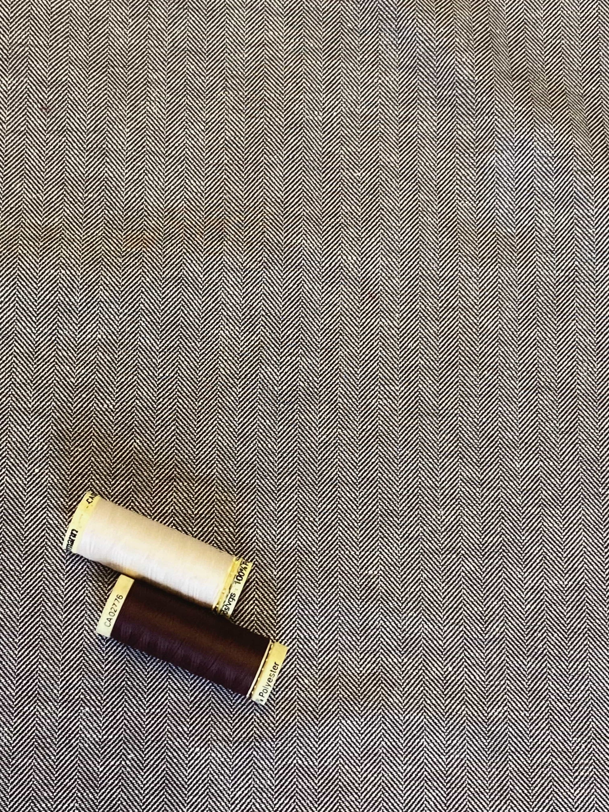 Herringbone Linen Cotton  -  Chocolate