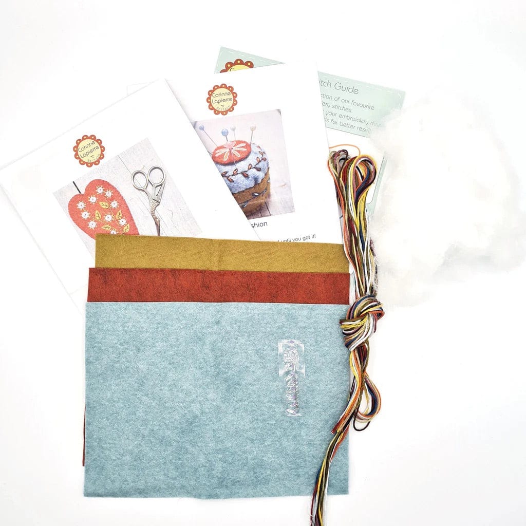 Embroidered Scissors Pouch & Mini Pincushion Felt Craft Mini Kit -