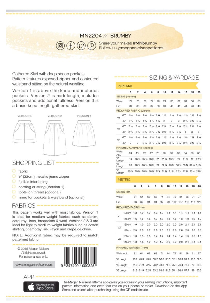 Brumby Skirt Pattern by Megan Nielsen  -