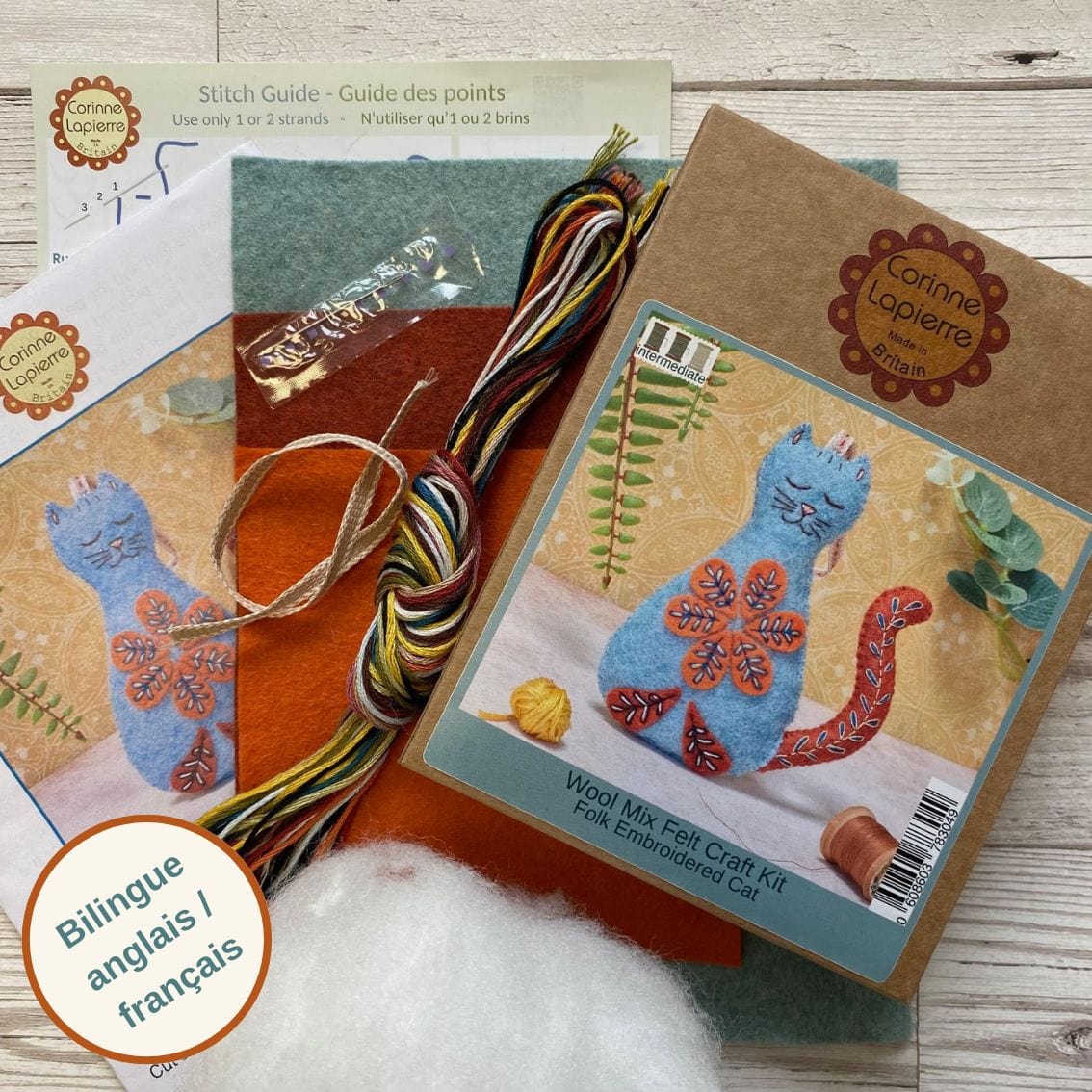Folk Embroidered Cat Felt Craft Mini Kit -