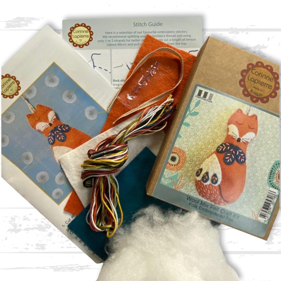 Folk Fox Embroidered Felt Kit  -
