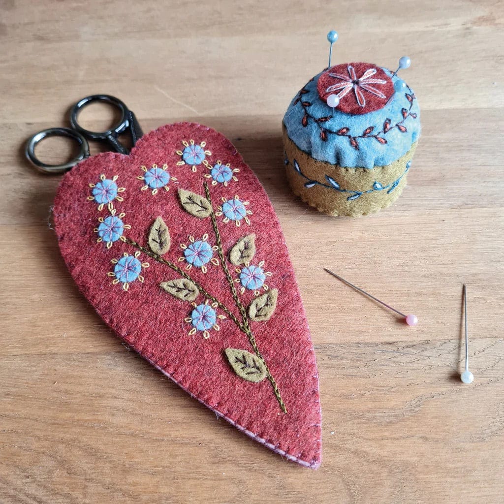 Embroidered Scissors Pouch & Mini Pincushion Felt Craft Mini Kit -