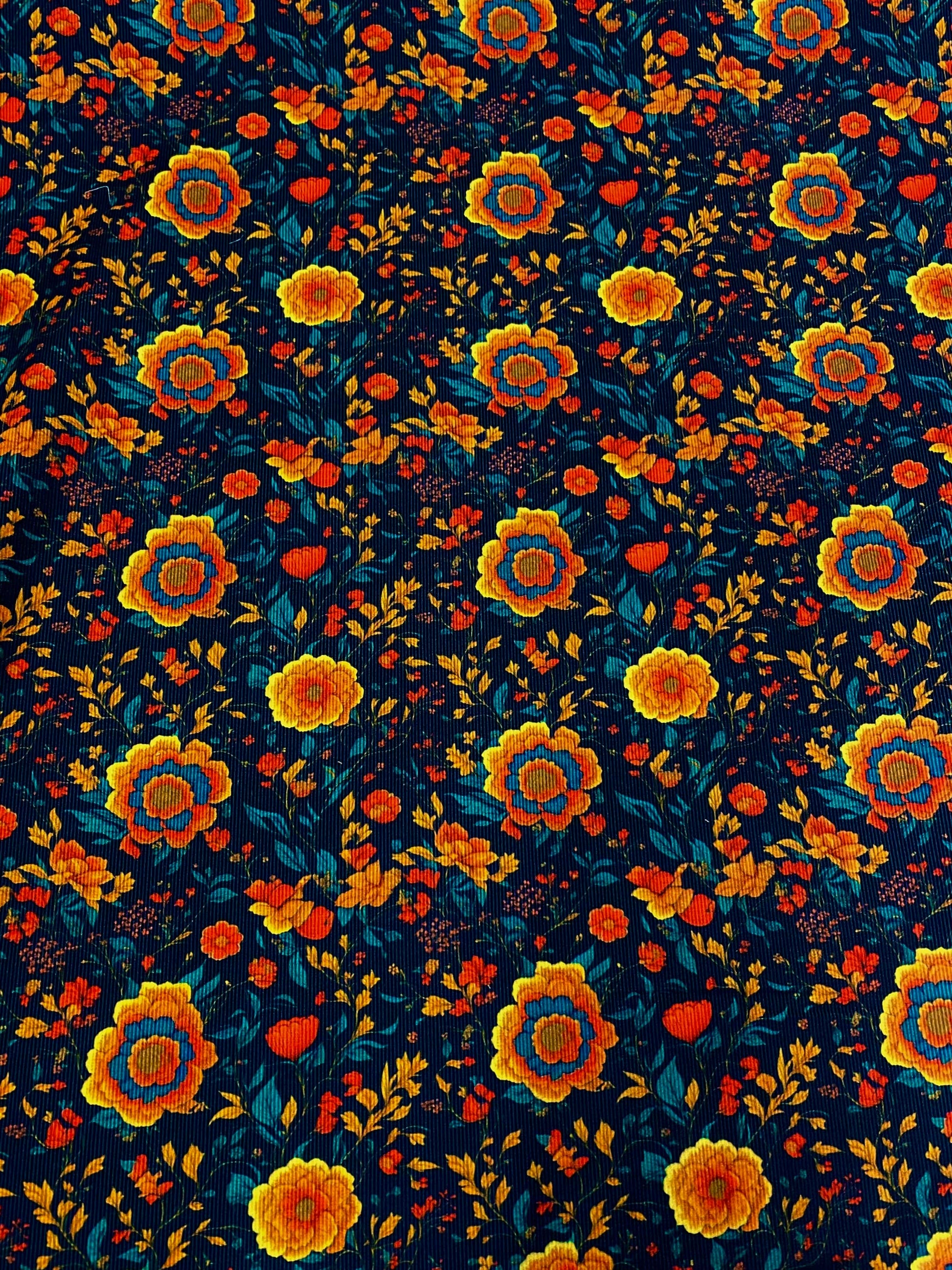 Autumn Dahlias  -  Navy