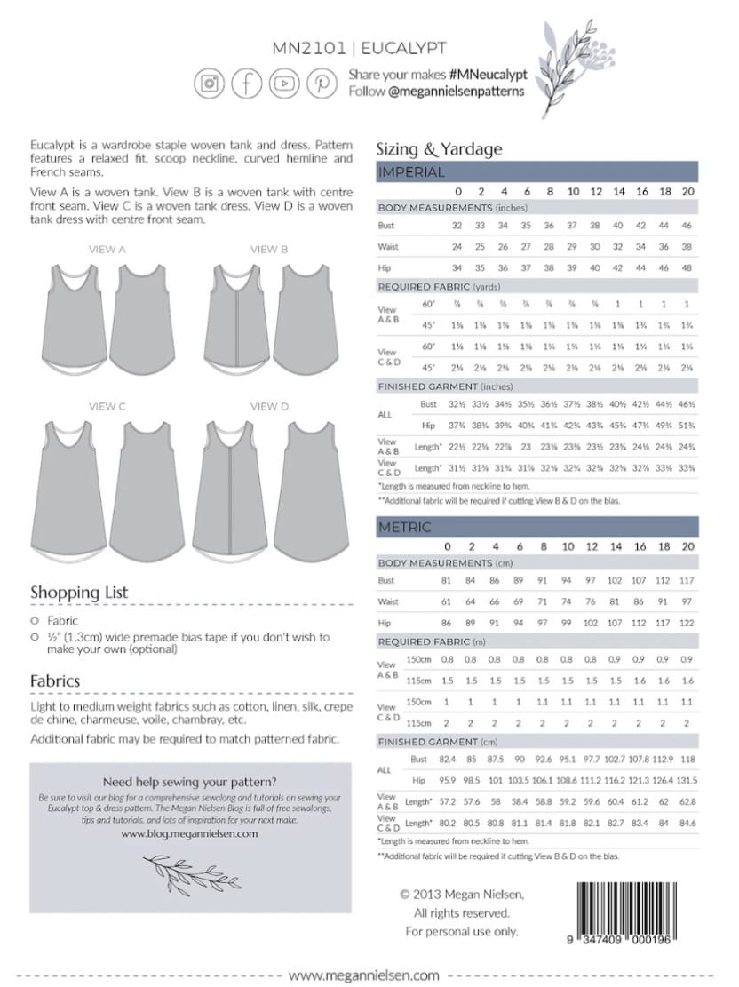 Eucalypt Pattern Megan Nielsen -
