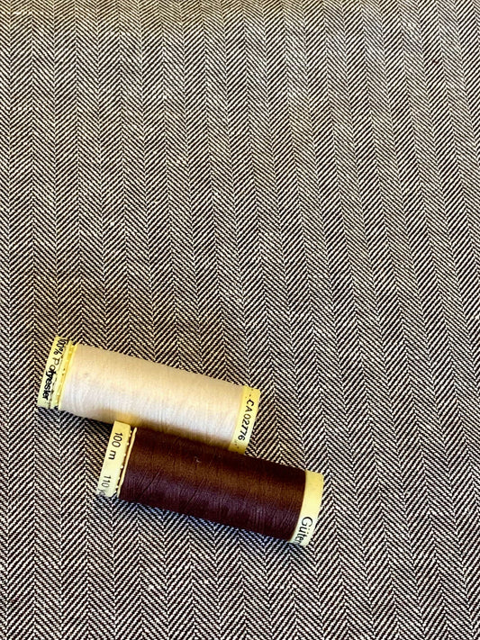 Herringbone Linen Cotton  -  Chocolate