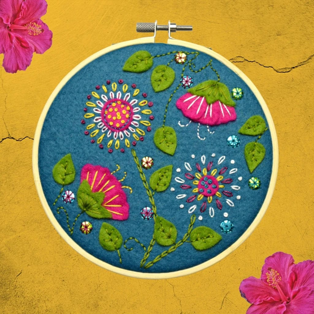 Felt Appliqué Tropical Flowers -