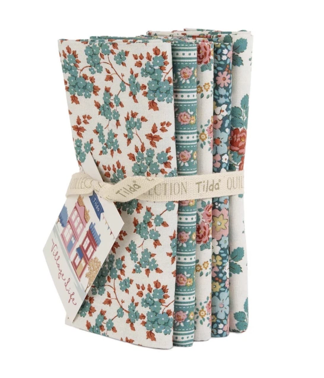 Tilda Village Life ~  Petrol/Teal  -  Petrol/Teal Fabric