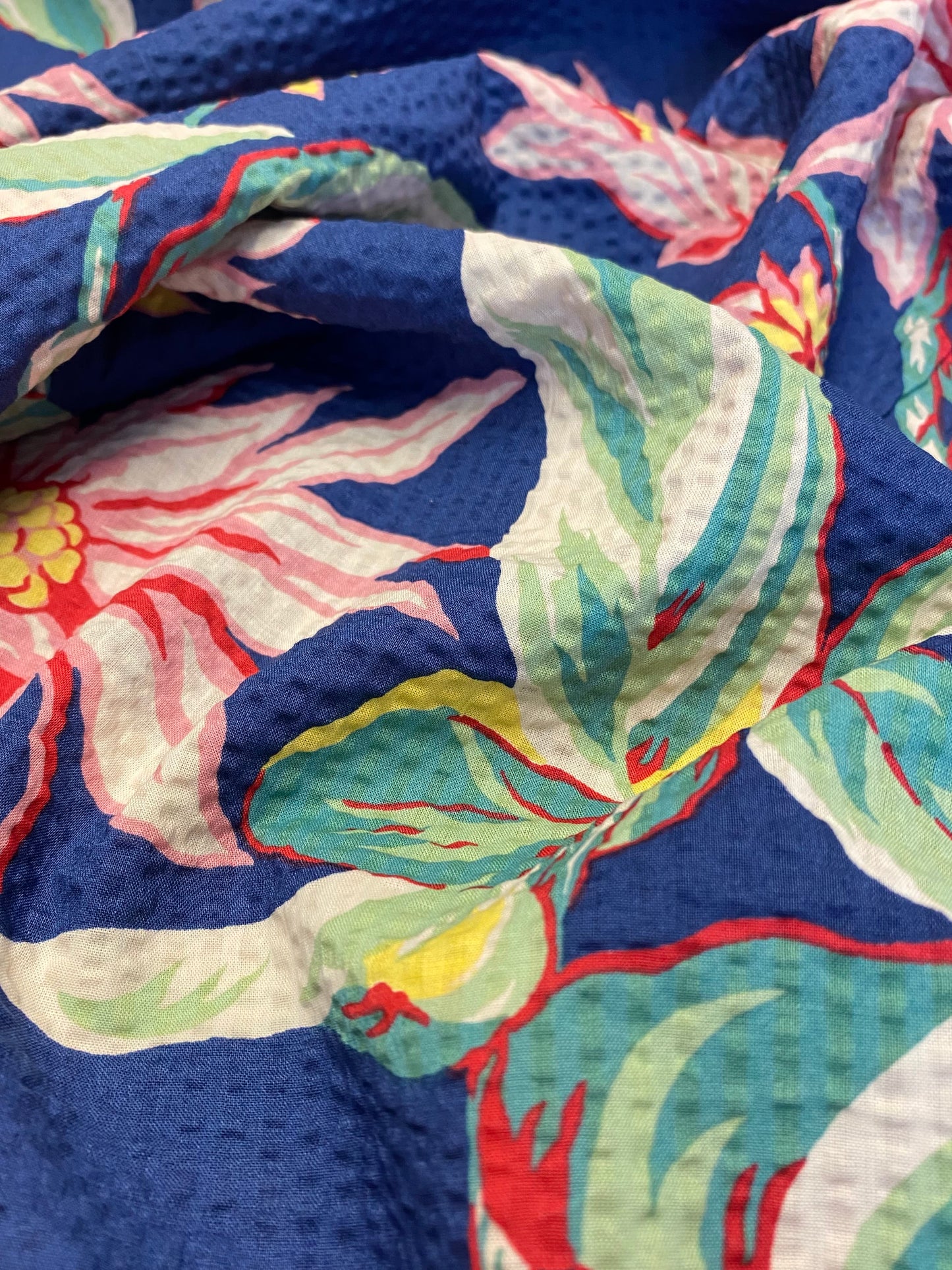 Lotus Cotton Seersucker  -  Blue