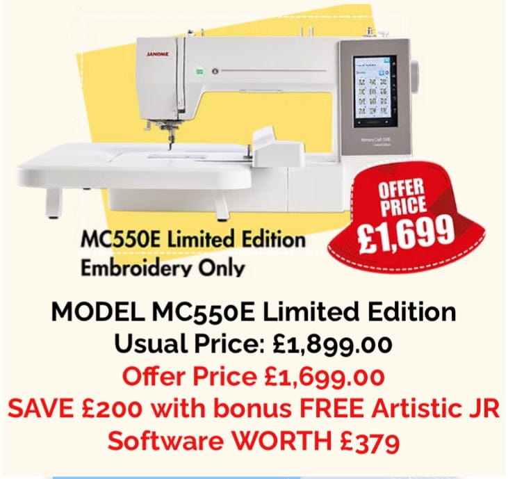 MC550E Limited Edition SAVE £200 Plus Bonus Free Artistic JR Software Worth £379  -  sewing machine