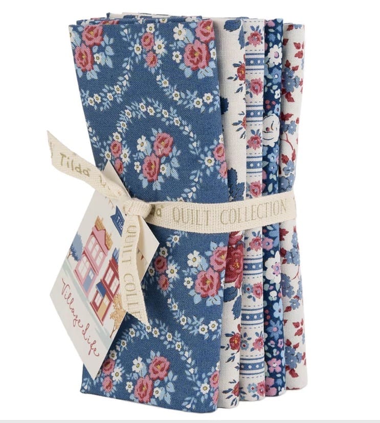 Tilda Village Life ~  Blue  -  Petrol/Teal Fabric