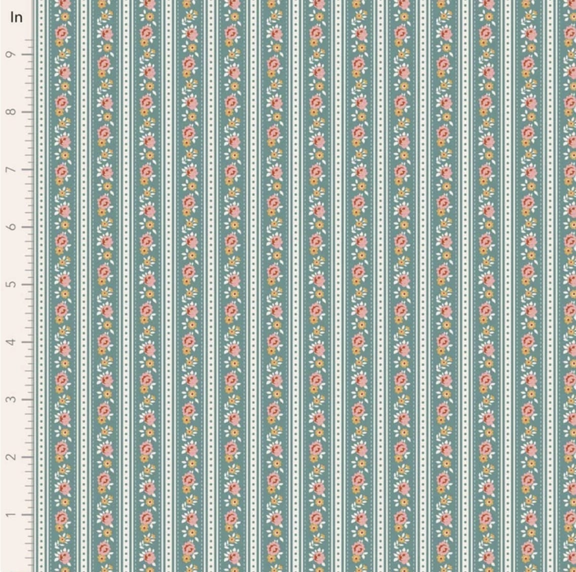 Tilda Village Life ~ Agnes Teal  -  Teal Fabric