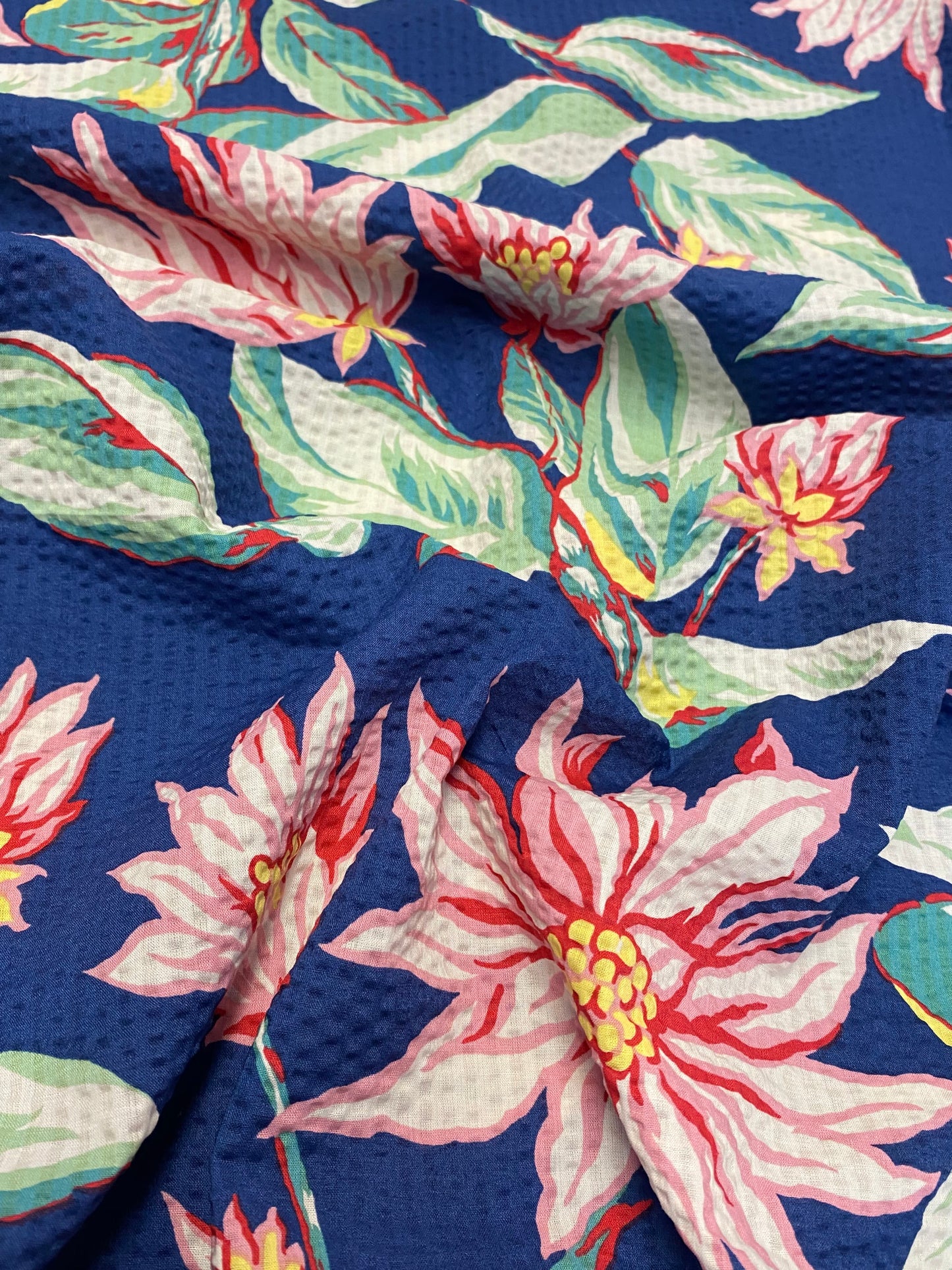 Lotus Cotton Seersucker  -  Blue