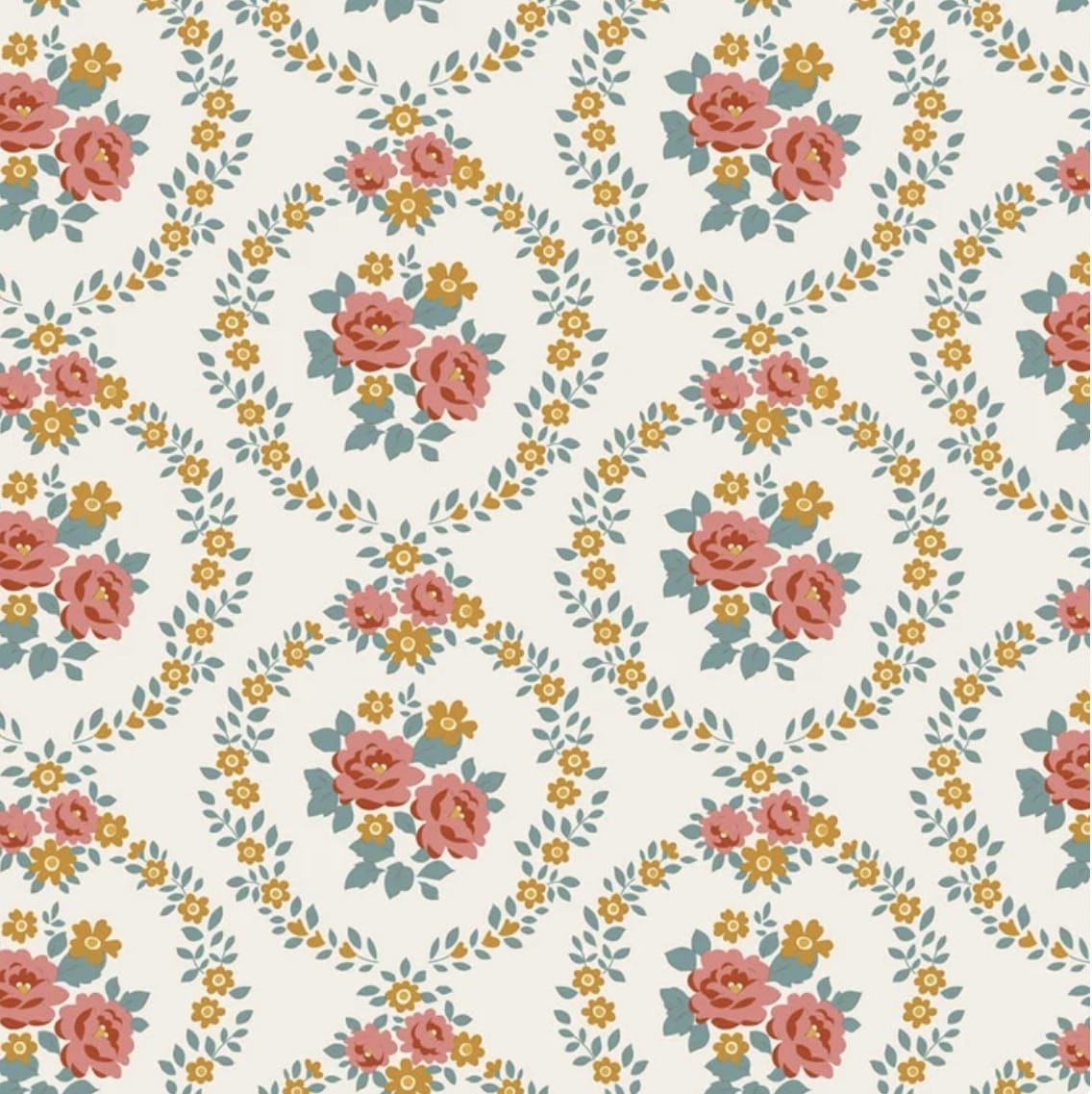 Tilda Village Life ~ Mabel warm cream  -  Warm Cream Fabric