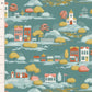 Tilda Village Life ~ Village Teal  -  Teal Fabric