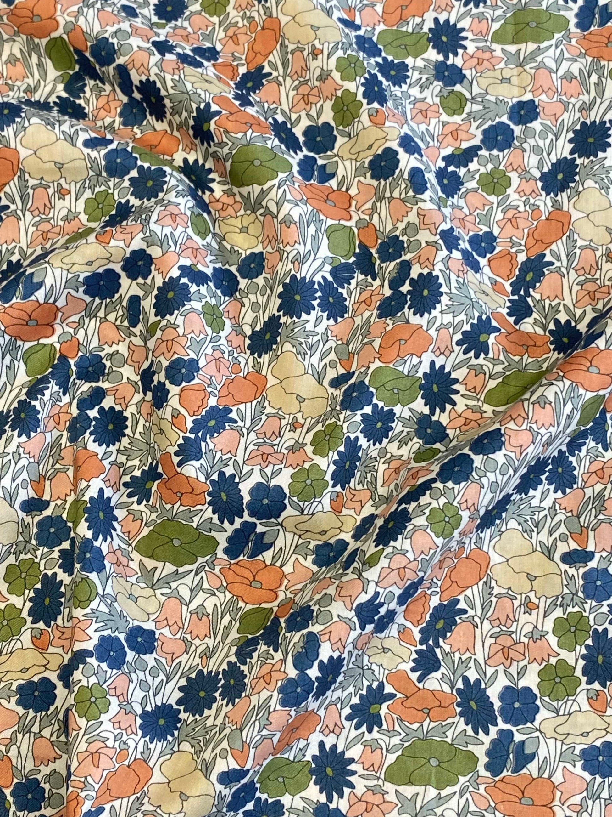 Poppies Pima Cotton Lawn  -  Green
