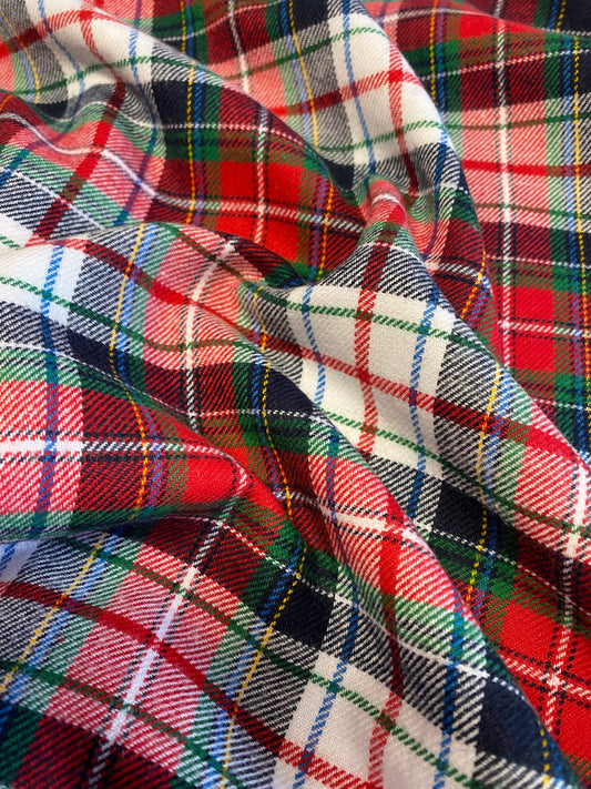 Red Check Yarn Dyed Brushed Cotton  -  Red