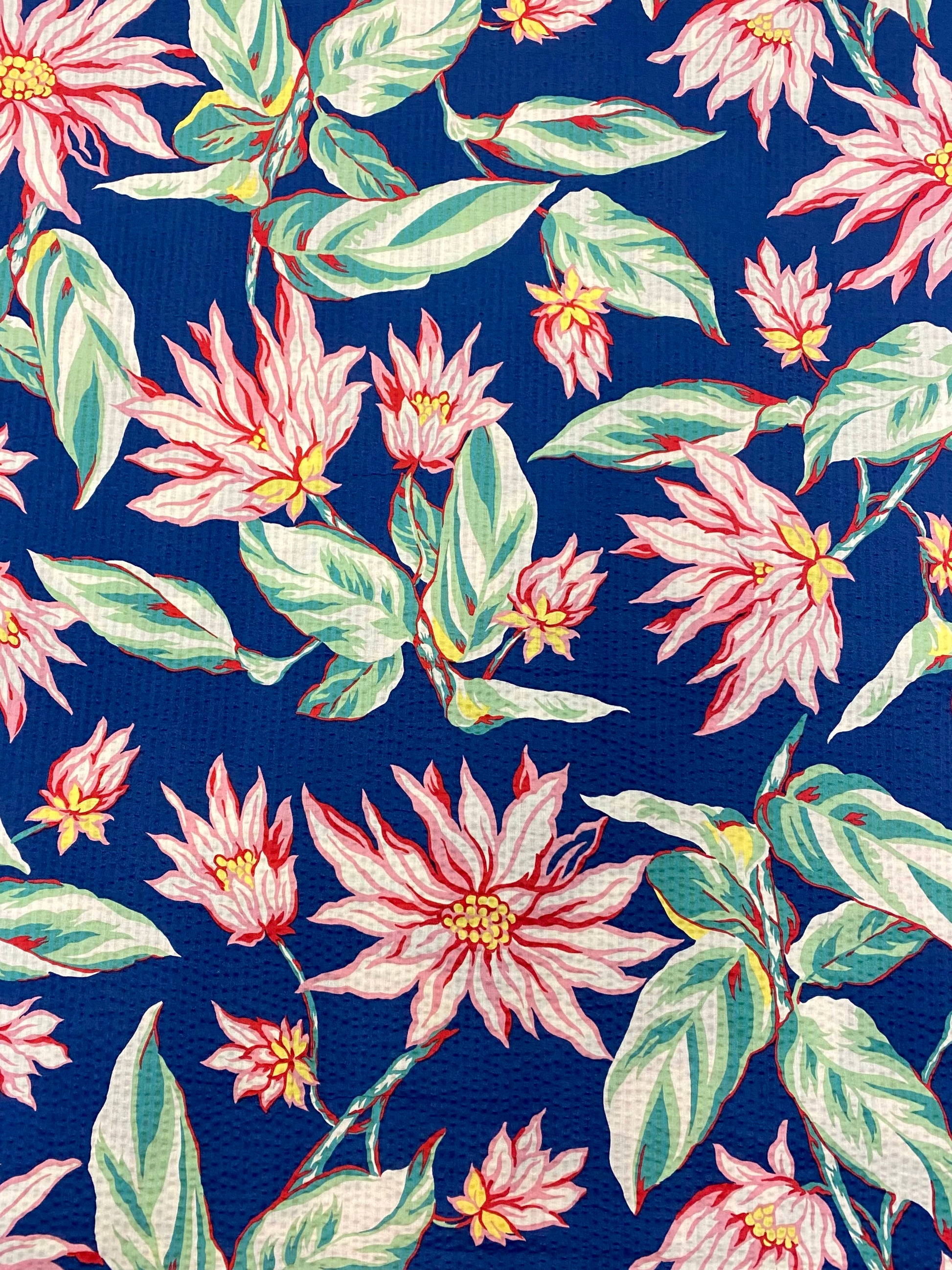 Lotus Cotton Seersucker  -  Blue