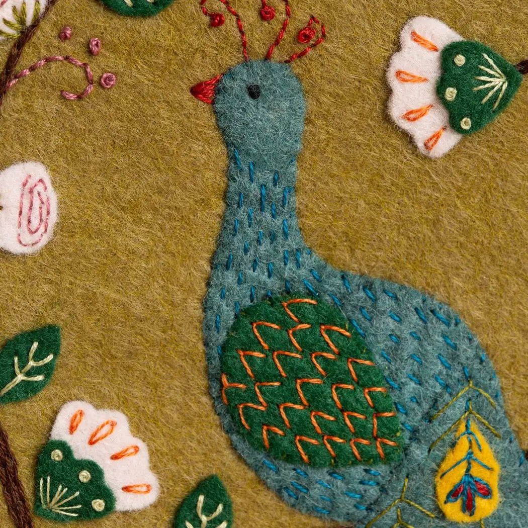 Flamboyant Peacock Felt Applique Hoop Kit  - 
