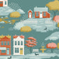 Tilda Village Life ~ Village Teal  -  Teal Fabric