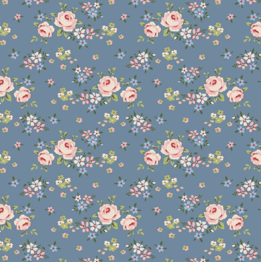 Gracie Blue by Tilda  -  Blue Fabric