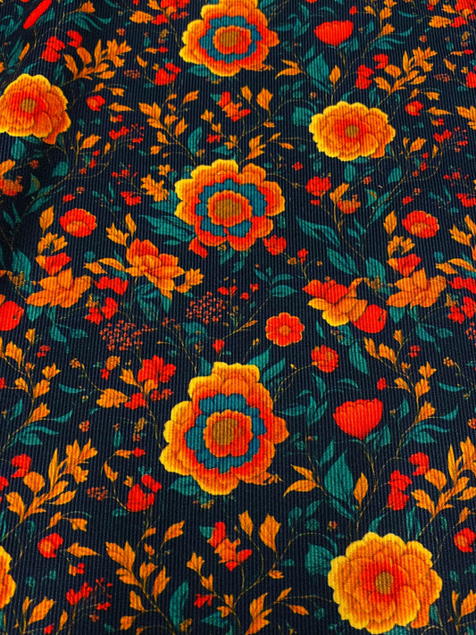 Autumn Dahlias  -  Navy