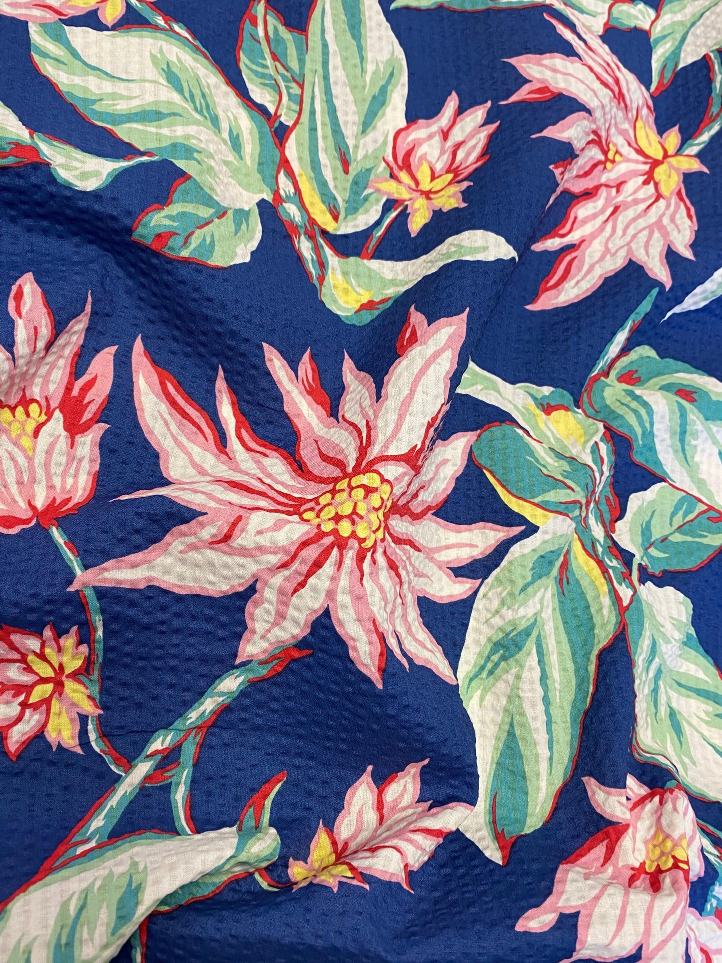 Lotus Cotton Seersucker  -  Blue