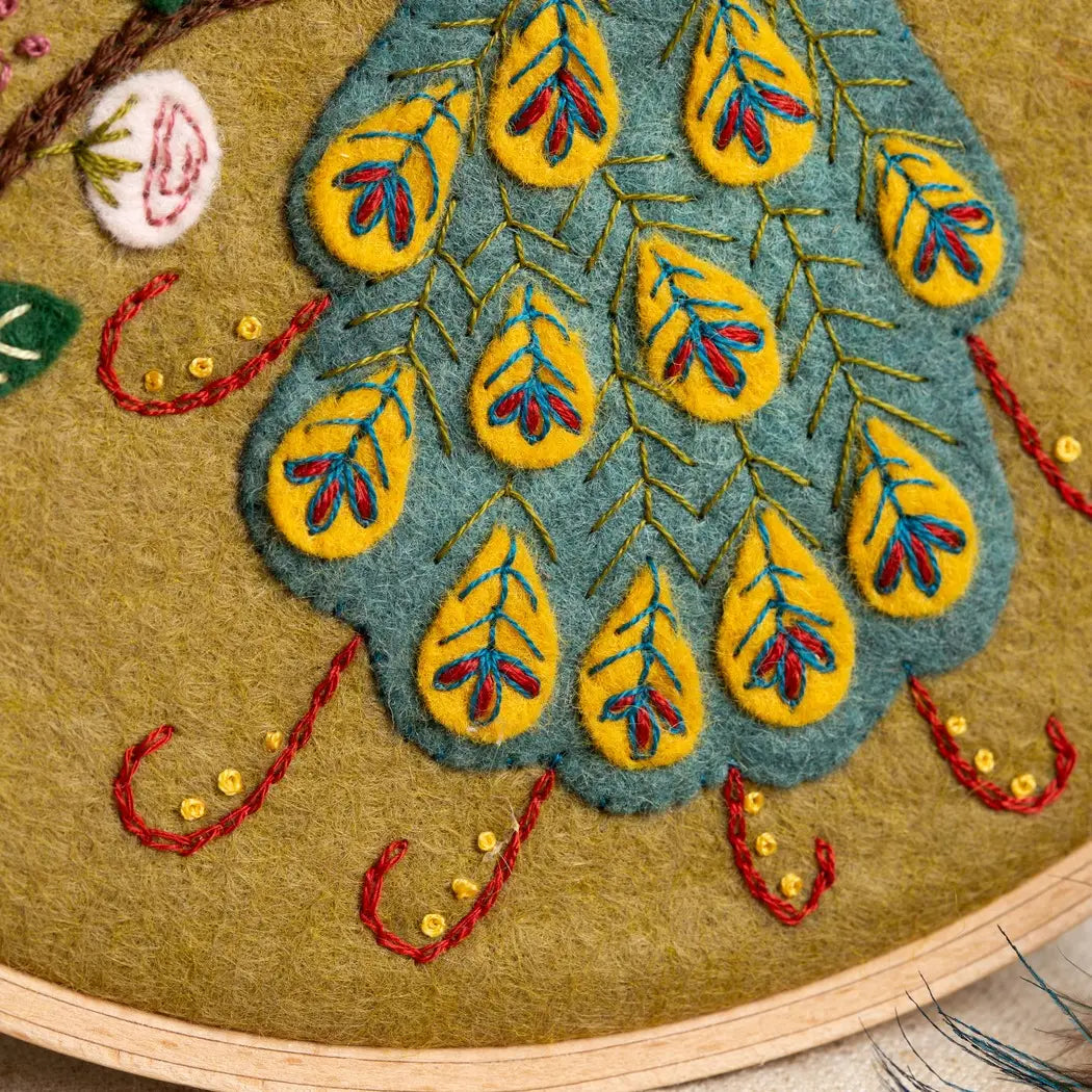 Flamboyant Peacock Felt Applique Hoop Kit  - 