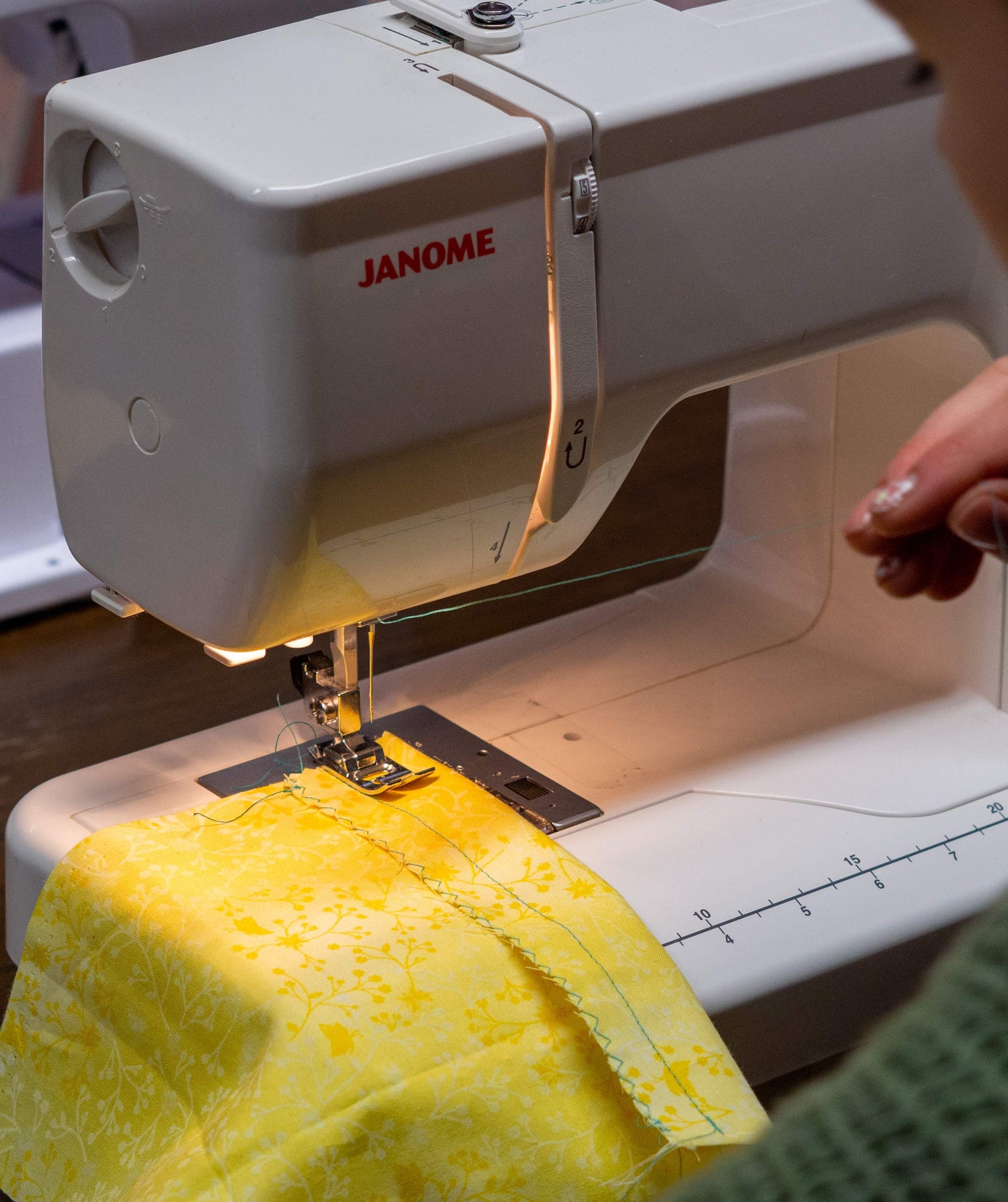 picture of sewing machine with fabric in