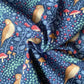 Sleepy Bird  -  Denim Fabric